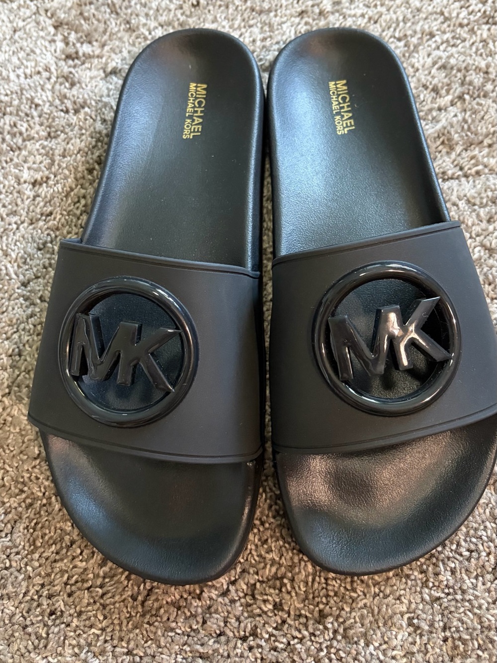 Michael Kors Black Logo Slide Sandals
